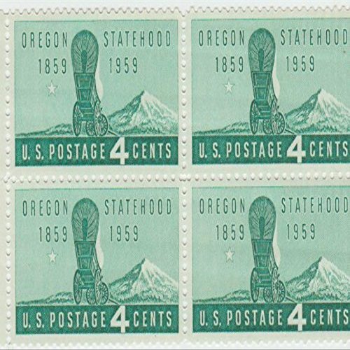 1959 Oregon Statehood 4 Cent Stamp, Scott 1124, Set of 4