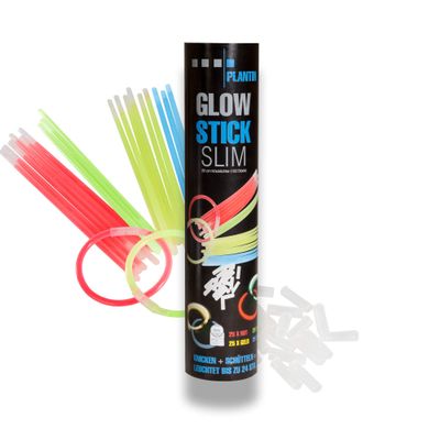 Plantin Glow Stick, Slim, 4 Colours Red, Green, Yellow, Blue Glow Stick Slim 100 Stck