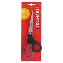(6 Pack Value Bundle) UNV92010 Economy Scissors, 8" Length, Bent Handle, Stainless Steel, Black