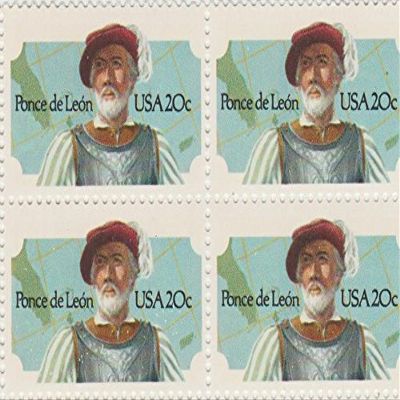 1982 Ponce De Leon 20 Cent Stamp, Scott # 2024, Set of 4