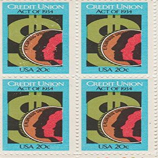 1984 Credit Union Act 20 Cent Stamp, Scott # 2075, Set of 4