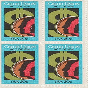 1984 Credit Union Act 20 Cent Stamp, Scott # 2075, Set of 4
