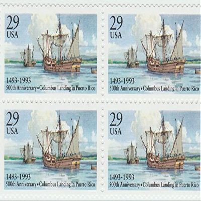 1993 Columbus Landing 29 Cent Stamp, Scott # 2805, Set of 4