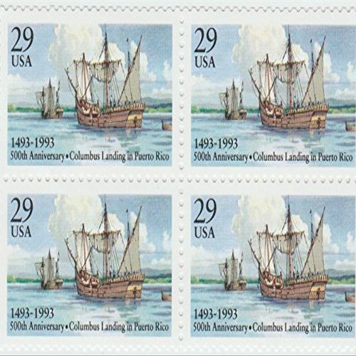 1993 Columbus Landing 29 Cent Stamp, Scott # 2805, Set of 4