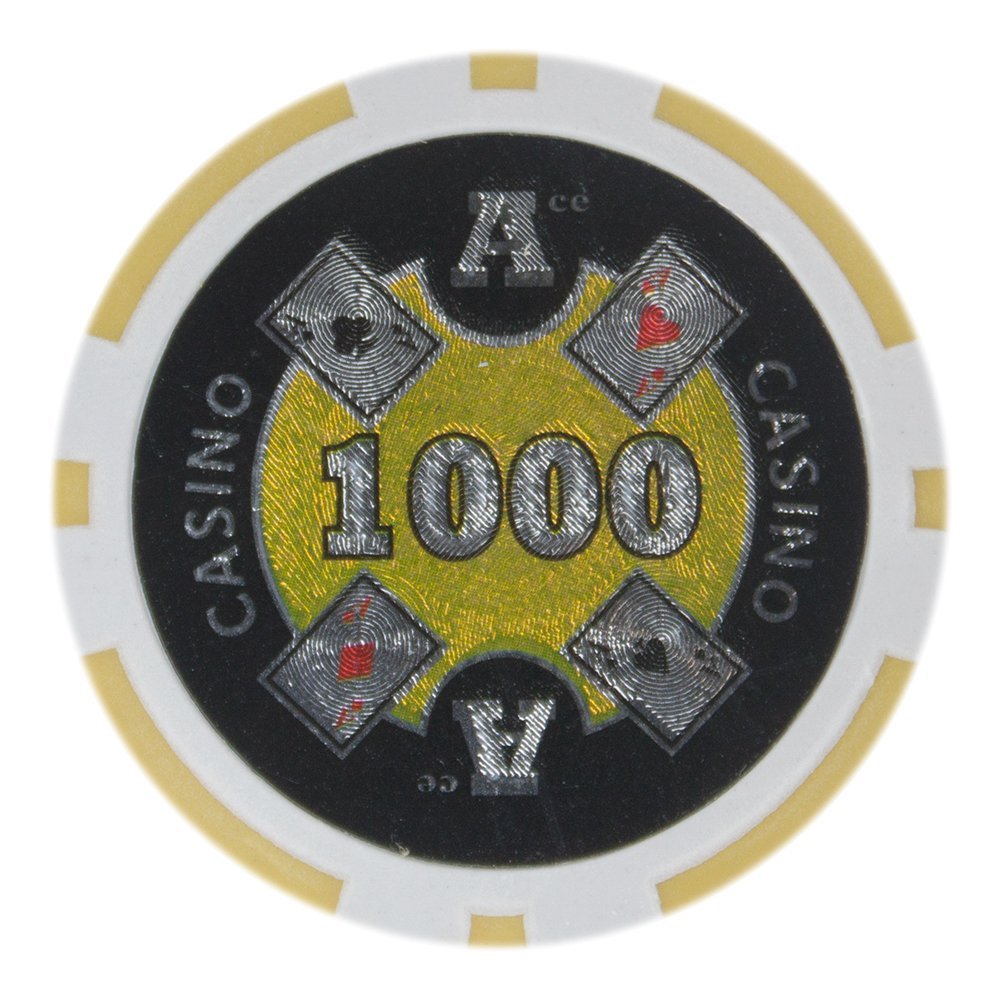 Brybelly Ace Casino Poker Chip Heavyweight 14-gram Clay Composite  Pack of 50 ($1000 Yellow)