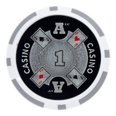 Brybelly Ace Casino Poker Chip Heavyweight 14-gram Clay Composite Pack of 50 ($1 Gray)