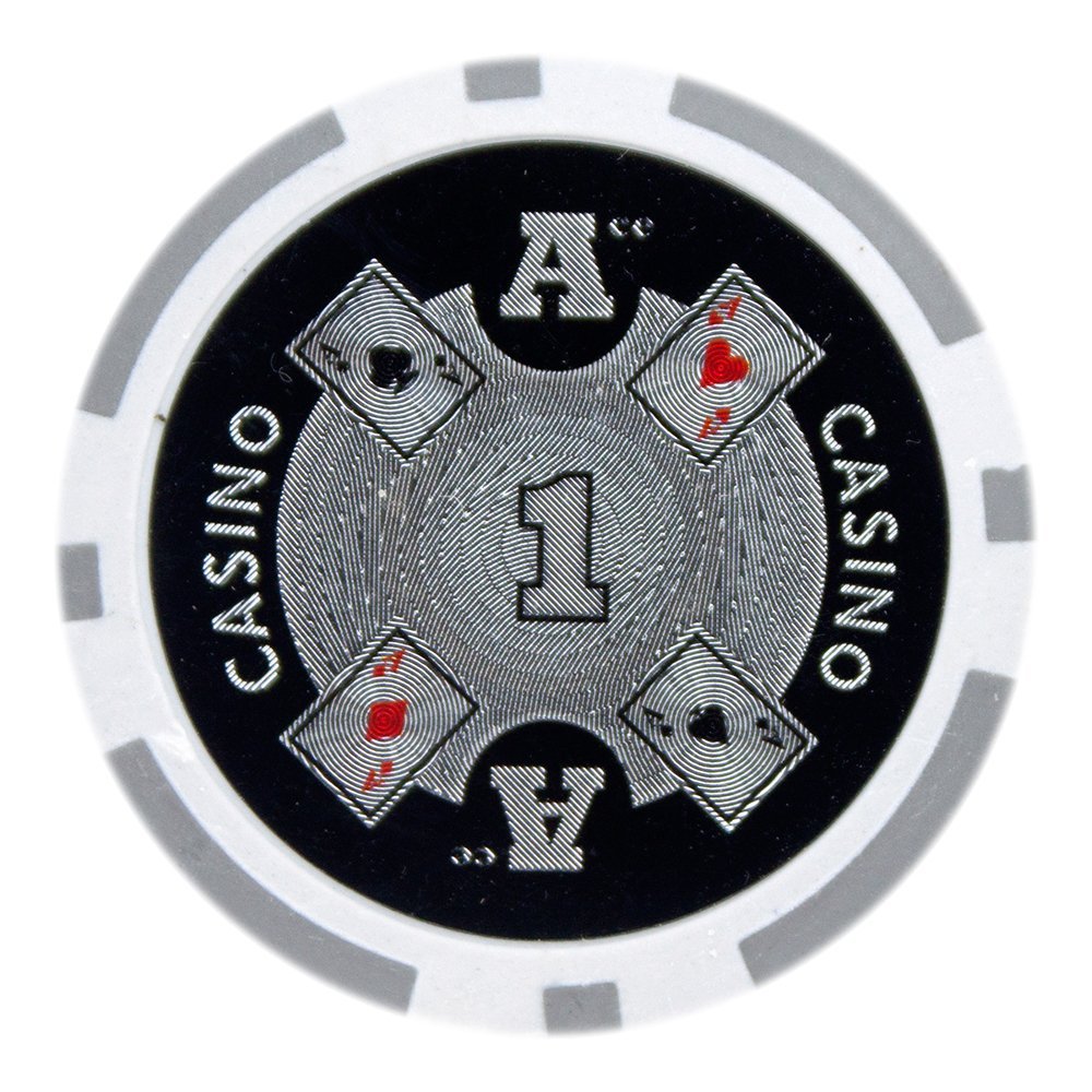 Brybelly Ace Casino Poker Chip Heavyweight 14-gram Clay Composite Pack of 50 ($1 Gray)