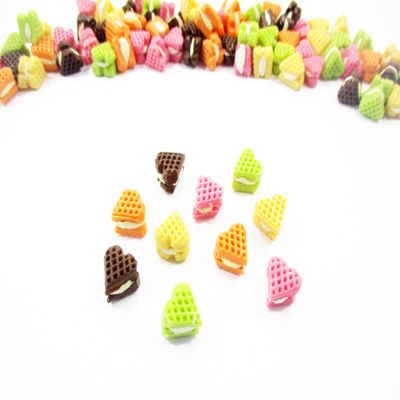 Dollhouse Miniature Food Lot 10 Mixed Color Heart Waffle Cookies Deco 6391