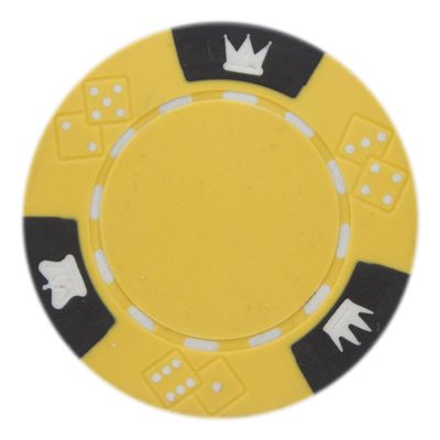 Brybelly Crown & Dice Poker Chip Heavyweight 14-gram Clay Composite Pack of 50 (Yellow)