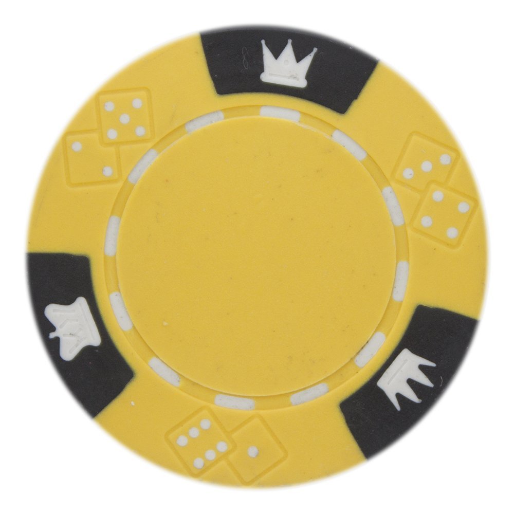 Brybelly Crown & Dice Poker Chip Heavyweight 14-gram Clay Composite Pack of 50 (Yellow)