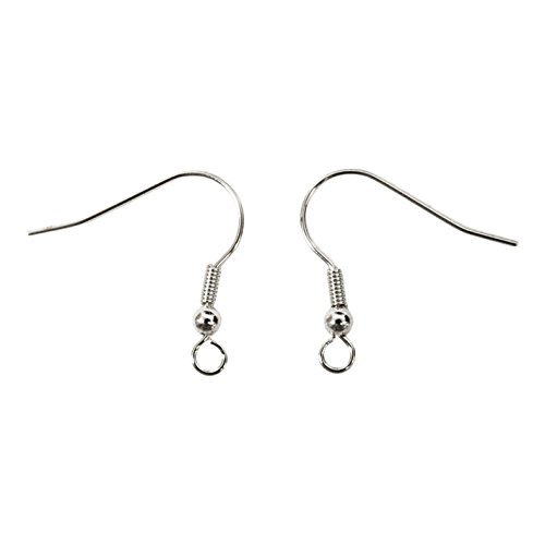 NBK 5 Pairs W2 H2mm Silver A12-442 Fishing Hooks Earrings with Can