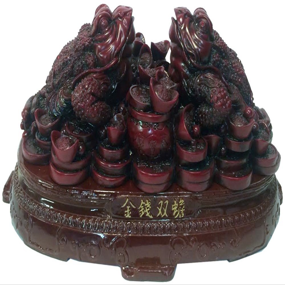 Xl Red Colored Double Money Frogs on Ingots and Coins