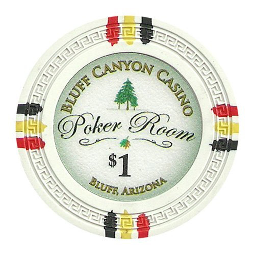 Claysmith Gaming Bluff Canyon Poker Chips Heavyweight 13.5-gram Clay Composite Pack of 50 ($1 White)