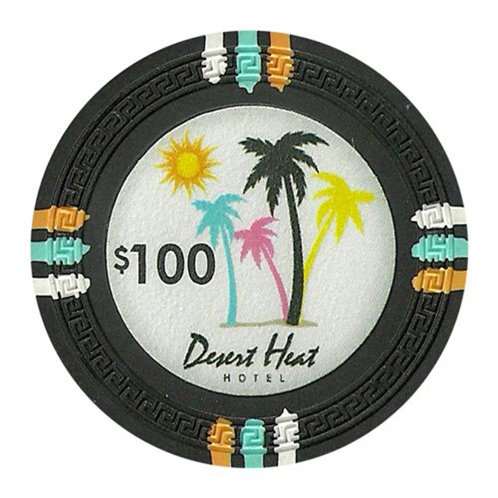 Claysmith Gaming Desert Heat Poker Chip Heavyweight 13.5-gram Clay Composite  Pack of 50 ($100 Black)