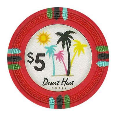 Claysmith Gaming Desert Heat Poker Chip Heavyweight 13.5-gram Clay Composite Pack of 50 ($5 Red)