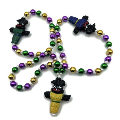 Zombie Voodoo Doll Mardi Gras Bead Necklace Mojo Magic Spells Luck Revenge Beads