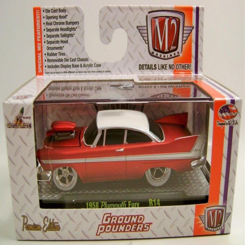 1958 '58 PLYMOUTH FURY M2 MACHINES GROUND POUNDERS R14 DIECAST 2015