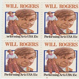 1979 Will Rogers 15 Cent Stamp, Scott 1801, Set of 4