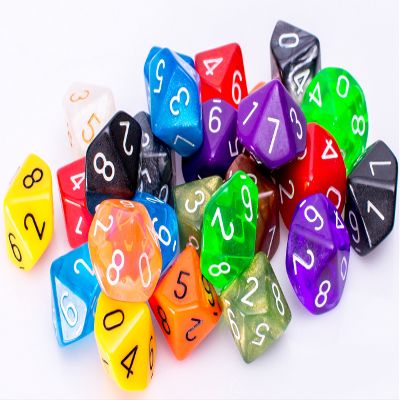 25 Count Assorted Pack of 10 Sided Dice - Multi Colored Assortment of D10 Polyhedral Dice