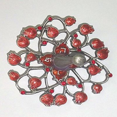 Pomegranate Dreidel on Antique Silver Oxide Metal