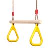 PELLOR Playground Children's Wooden Trapeze Swing Bar with Plastic Gym Rings Swing Set for Indoor & Outdoor Fun view 1