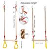 PELLOR Playground Children's Wooden Trapeze Swing Bar with Plastic Gym Rings Swing Set for Indoor & Outdoor Fun view 4
