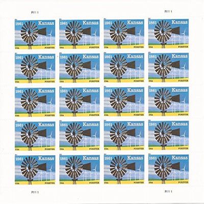 2011 Kansas Statehood Sheet of 20 Forever Stamps Scott 4493