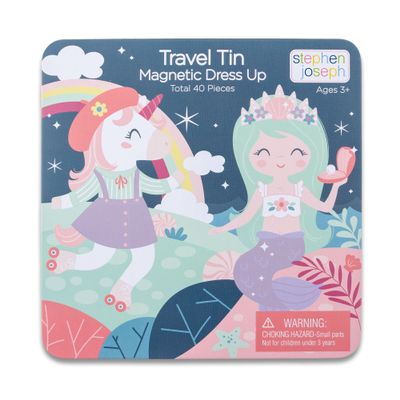 Stephen Joseph, Magnetic Dress Up Dolls 40 PC Play Set Screen-Free Pretend Play Magnetic Case, Ideal for Ages 3+ Travel Game for Kids, Magnetic On The Go Activity Set, Unicorn and Mermaid