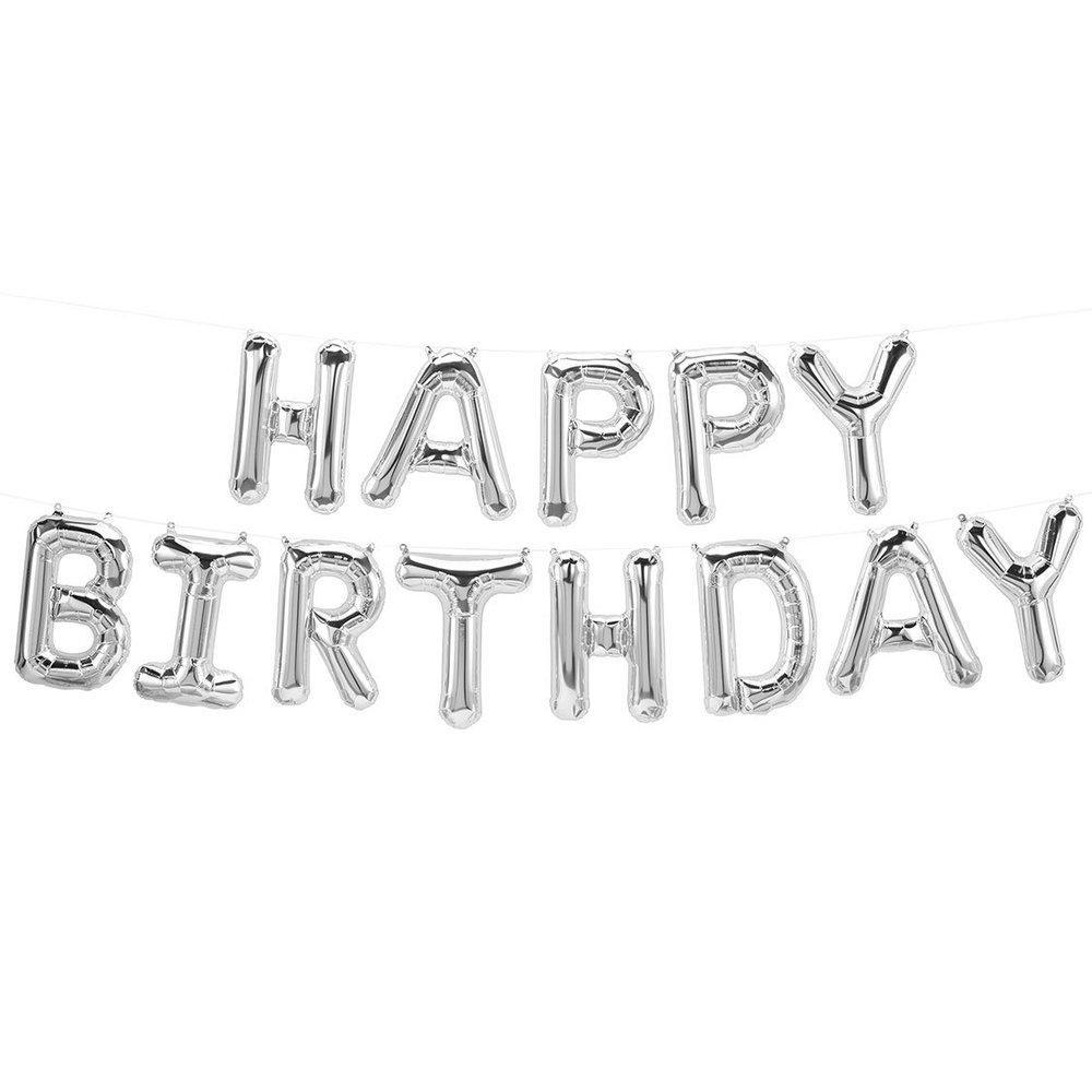 16" Silver HAPPY BIRTHDAY Balloon Kit