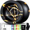 MAGICYOYO N11 Professional Unresponsive Yoyo N11 Dual Purpose Alloy Trick YoYo Ball (Black with Golden) with Bag, Glove, 12 Yoyo Strings and Responsive Bearing Kit view 1