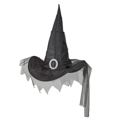 BLACK WITCH HAT WITH TULLE