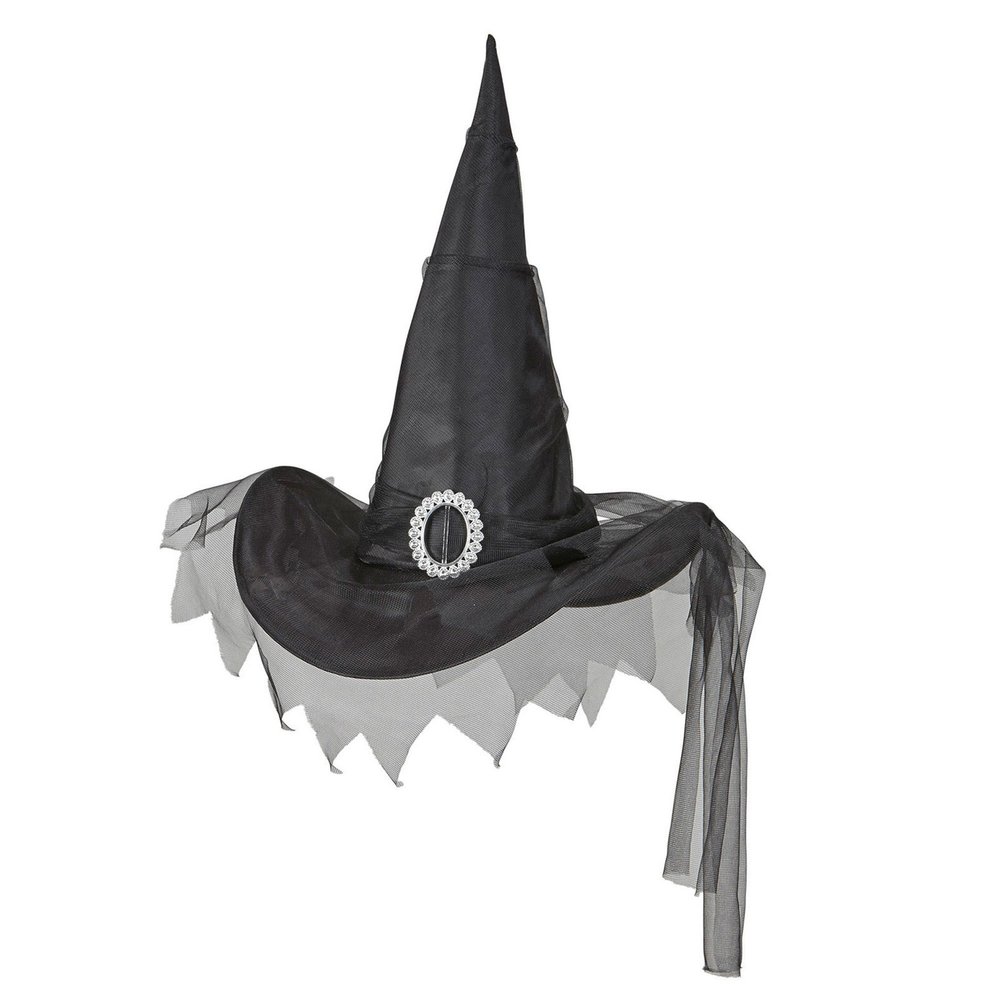 BLACK WITCH HAT WITH TULLE