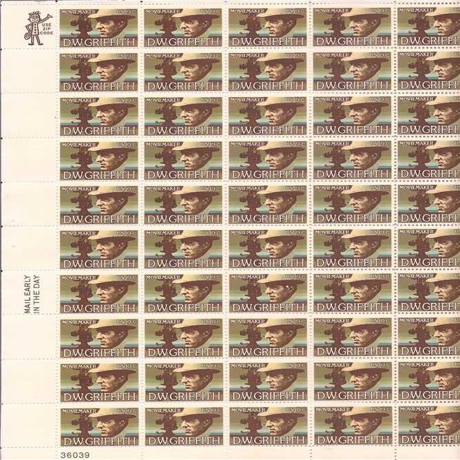 United States Postal Service US Stamp - 1975 Movie Maker D.W. Griffith - 50 Stamp Sheet #1555