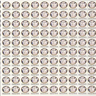 US Stamp - 1978 Christmas Madonna & Child - 100 Stamp Sheet - Scott 1768