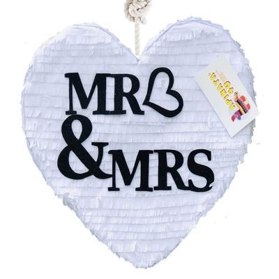 APINATA4U Mr & Mrs Heart Pinata Romantic Wedding Celebration Decoration, Perfect for Bridal Showers, Engagement Parties, and Anniversaries Elegant, Sturdy, and Ready to Fill