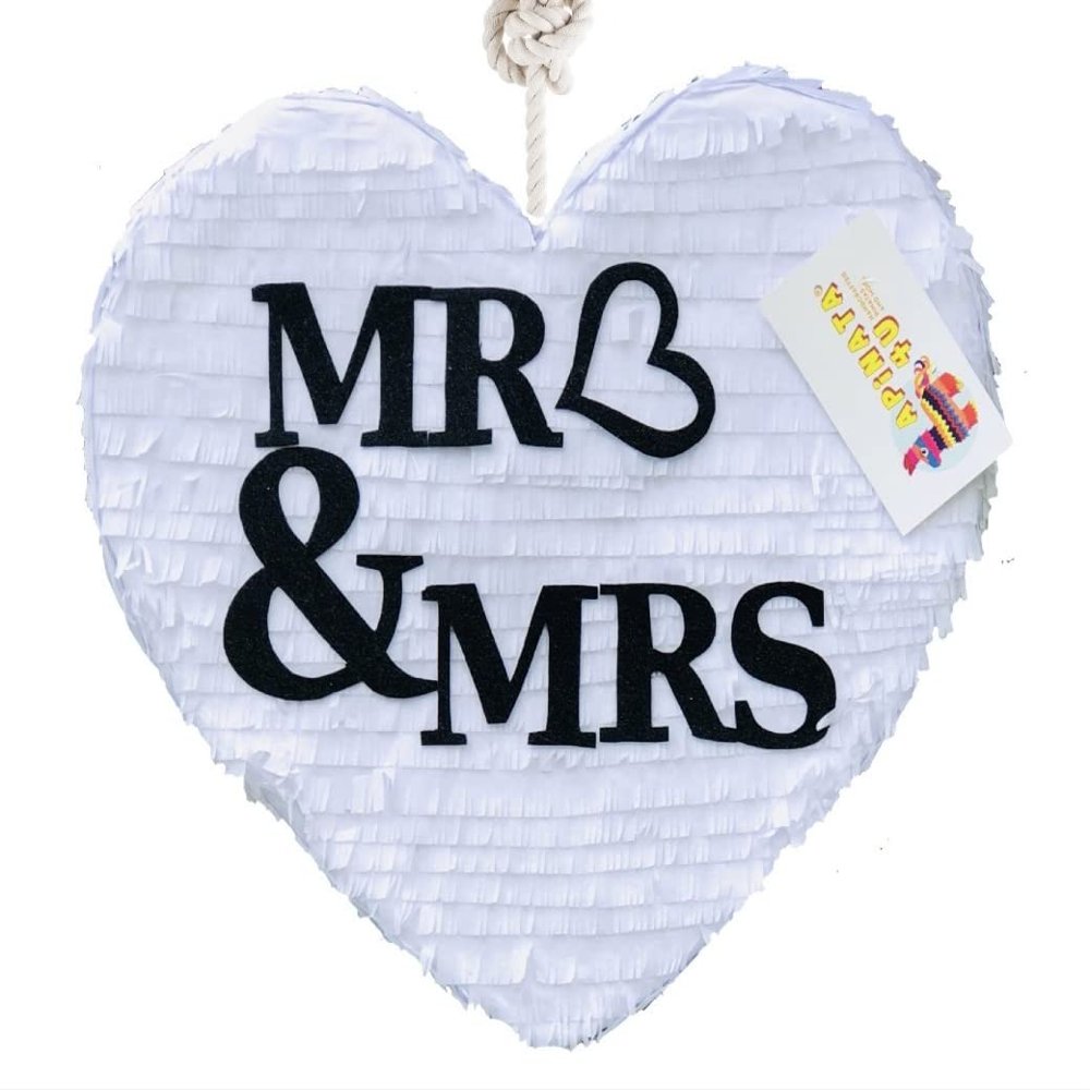 APINATA4U Mr & Mrs Heart Pinata  Romantic Wedding Celebration Decoration, Perfect for Bridal Showers, Engagement Parties, and Anniversaries  Elegant, Sturdy, and Ready to Fill