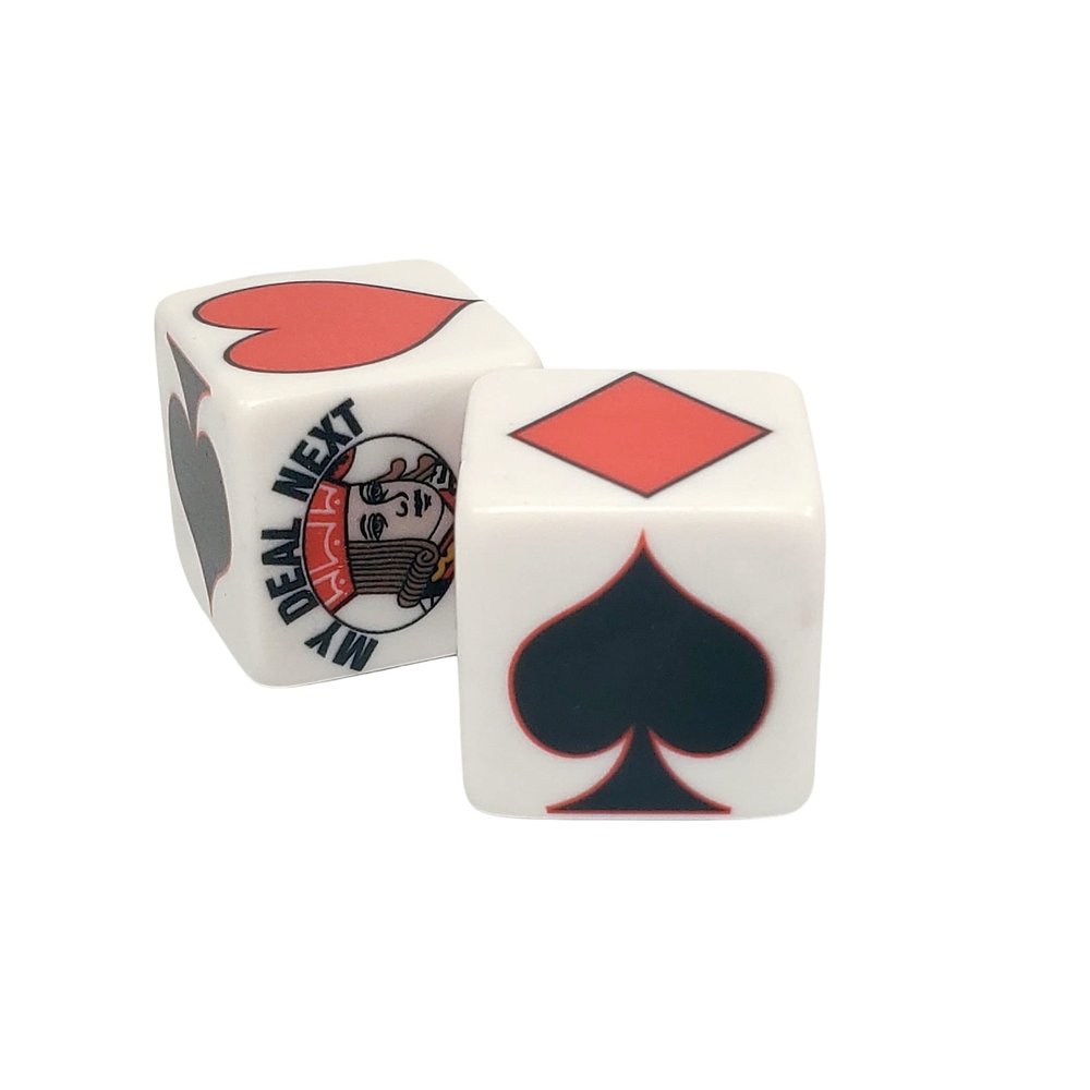 The Whatabe Suited Trump Marker Cube Set in Decorated Bag - You'll Know 'What's Trump' While Playing Card Games Like Euchre - Includes Two (2), 1 inch dice Cubes