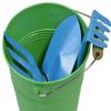 G & F Products JustForKids Garden Tool Set - Green Metal Pail with Real Mini Shovel, Rake & Cultivator, Wooden Handles, Perfect for Outdoor Play, Gardening Fun, and Educational Activities for Kids view 2