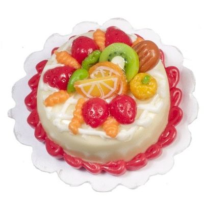 Dollhouse Miniatures Round Shaped Fruit Cake #G7289
