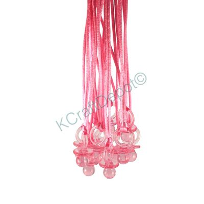24 Pcs 1.25" Pink Plastic Pacifier with Pink Cord Necklaces "Don't Say Baby!"