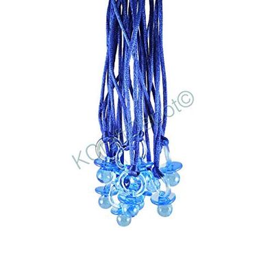 24 Pcs 1.25" Blue Plastic Pacifier with Royal Blue Cord Necklaces "Don't Say Baby!"