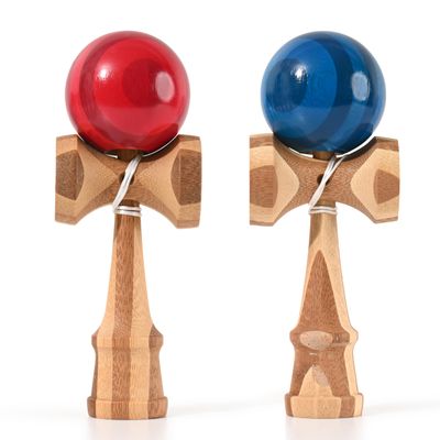 KENDAMA TOY CO. 2 Pack | Competition Pro Kendama Full Size | Solid Wood Ball and Cup Coordination Toy | Blue and Red Bundle