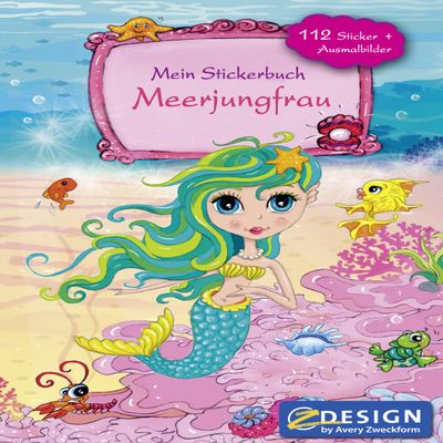 Avery Zweckform 57796 Children Designed Paper Sheets + Sticker Game Book 1 Book Plus 112 Stickers Mermaid Meerjungfrau