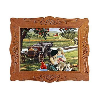 1:12 Fine Scale Miniature Print of Kids Playing Scene with Wood Framed for Home Dcor