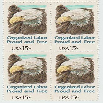 1980 Organized Labor 15 Cent Stamp, Scott #1831, Set of 4