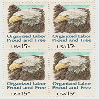 1980 Organized Labor 15 Cent Stamp, Scott #1831, Set of 4