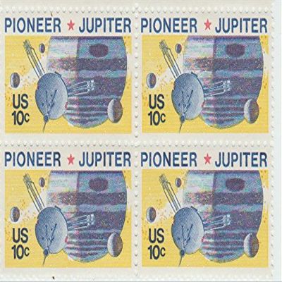 1975 Pioneer Jupiter 10 Cent Stamp, Scott 1556, Set of 4