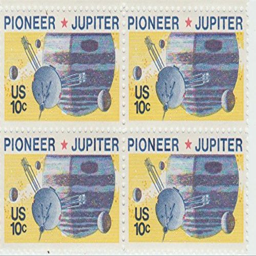 1975 Pioneer Jupiter 10 Cent Stamp, Scott 1556, Set of 4