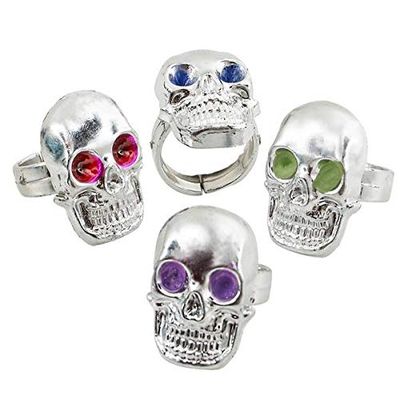 0.75 inches Silver Plastic Skull Ring, Case of 60
