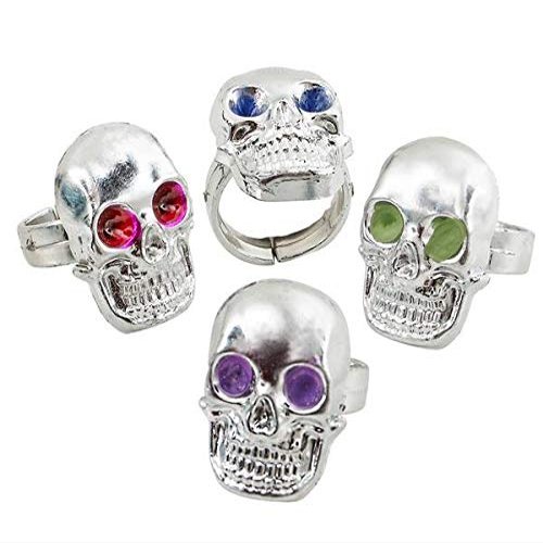 0.75 inches Silver Plastic Skull Ring, Case of 60